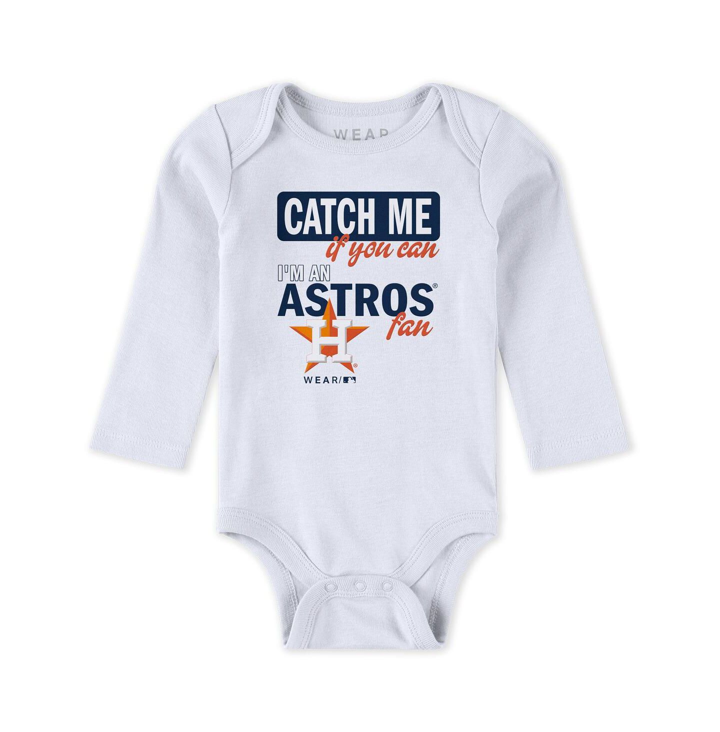 Комплект WEAR by Erin Andrews Heather Gray/White/Navy Houston Astros Turn Me Around Bodysuits & Pants Set для малышей — фото 2