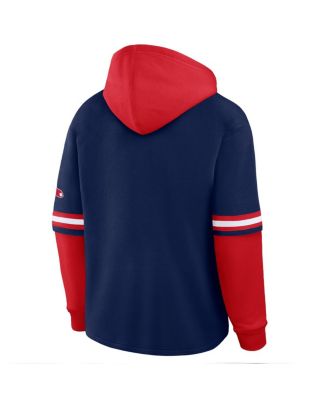 Men's Navy/Red Boston Red Sox Oversized Fire Speed Layered Hoodie