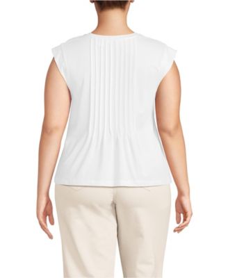 Plus Size Cap Sleeve Lightweight Jersey Pintuck Swing Top