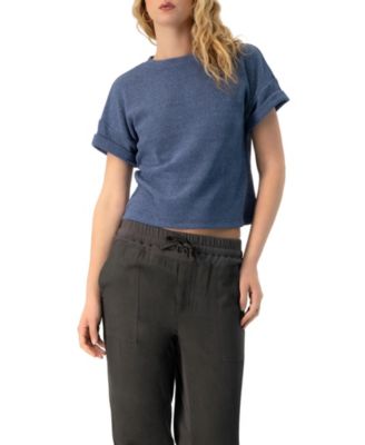Women' Straight Knit Blouse with Crew Neck