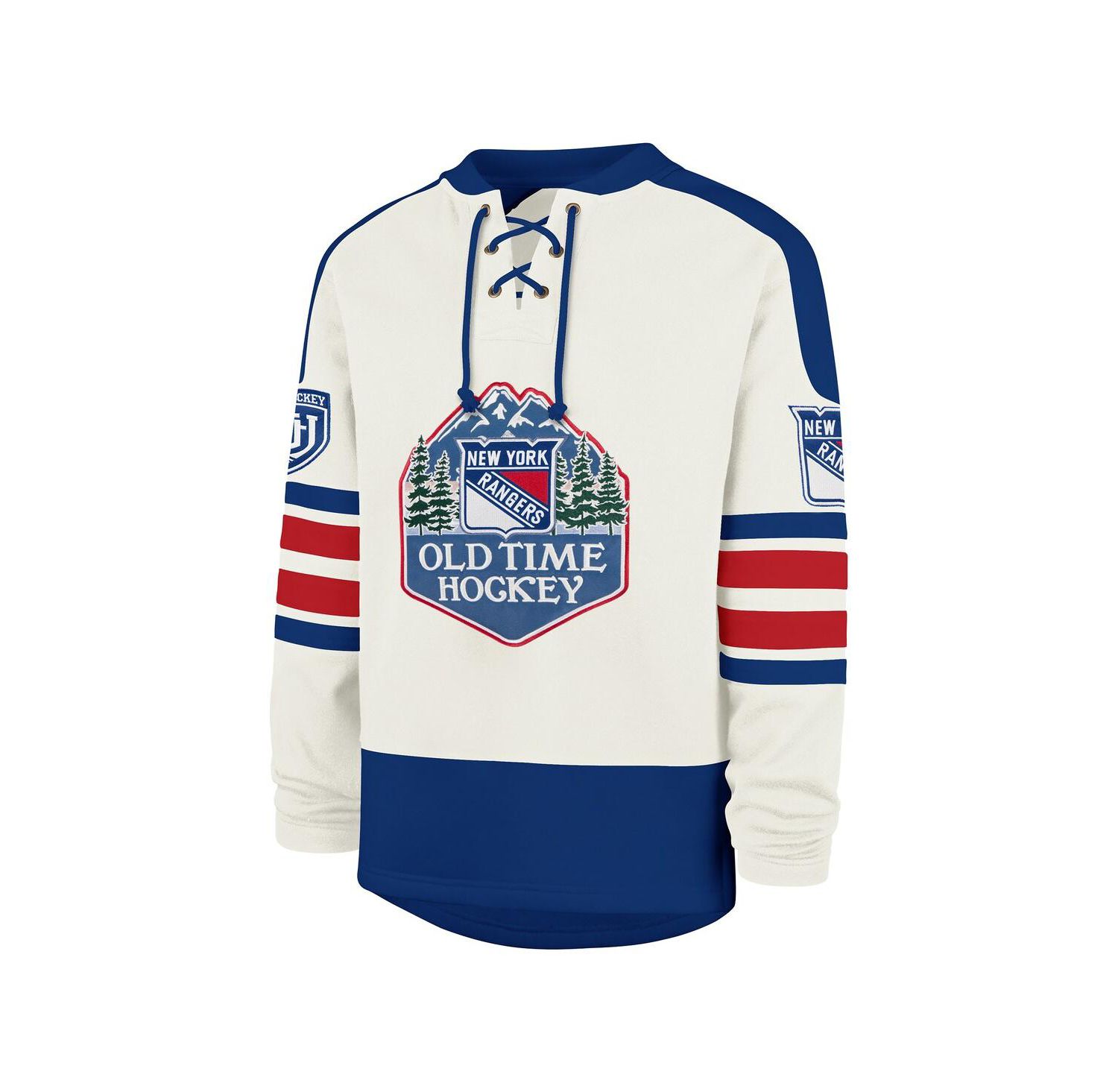 Men's Cream New York Rangers Pond Hockey Trio Eternal Lacer Sweatshirt