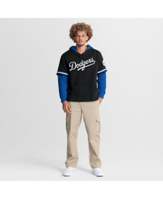 Men's Black/Royal Los Angeles Dodgers Oversized Fire Speed Layered Hoodie