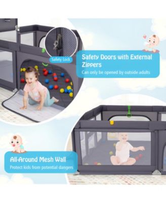 Extra Large Baby Play Yard with Basketball Hoop for Toddlers, Indoor Activity Playpen