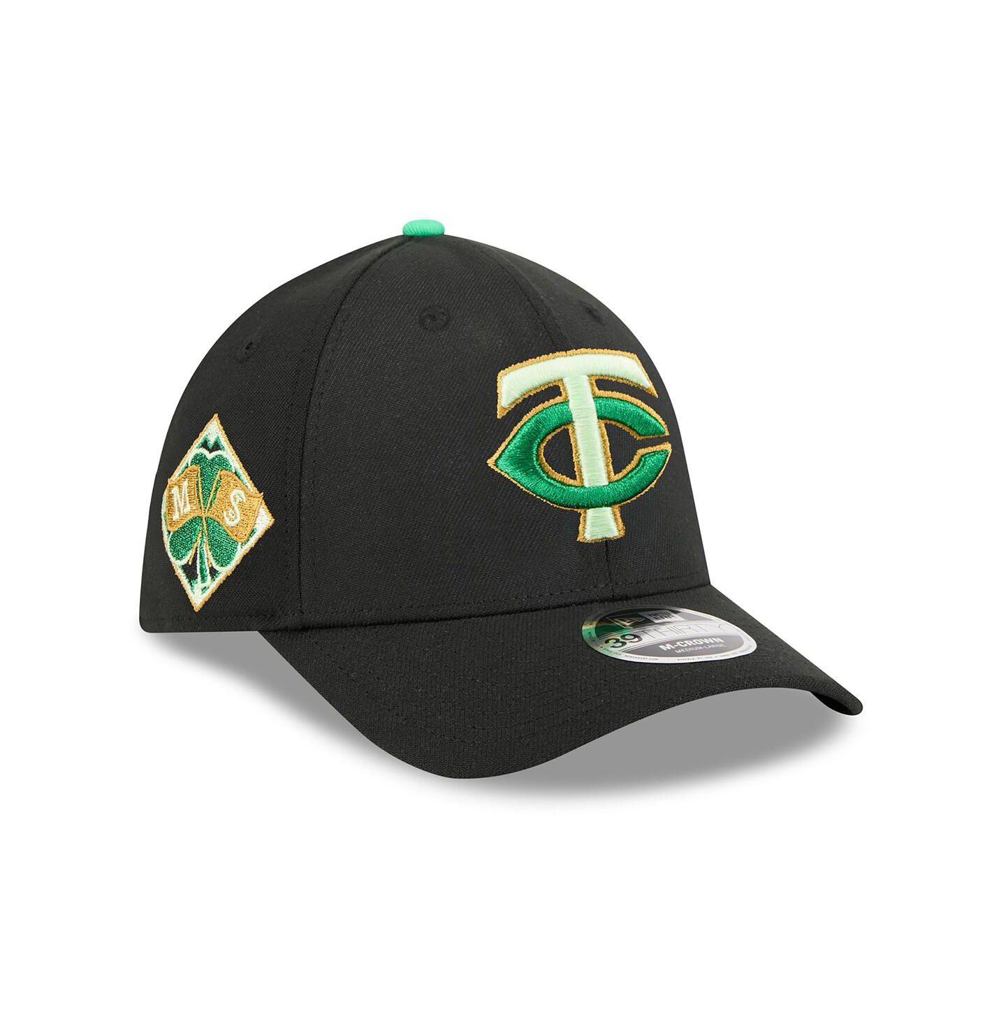 Мужская кепка New Era Black Minnesota Twins 2026 St. Patrick's Day 39THIRTY Flex Hat — фото 1