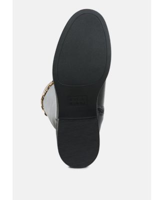 Womens Kiang Metal Chain Link Detail Calf Boots