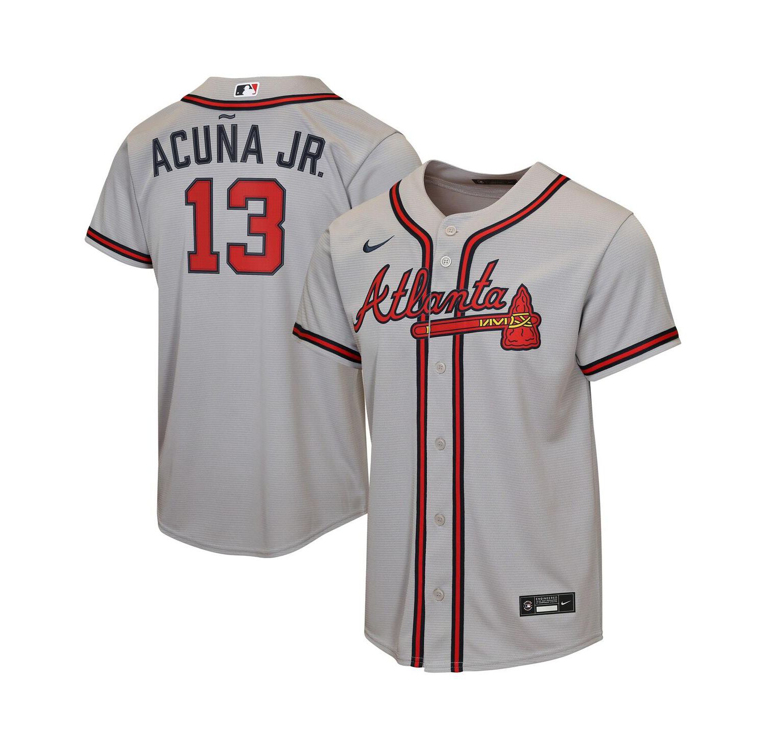 Big Boys and Girls Ronald Acu&ntilde;a Jr. Gray Atlanta Braves Road Replica Jersey