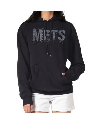 Women's Black New York Mets Metallic Drop Fleece Hoodie