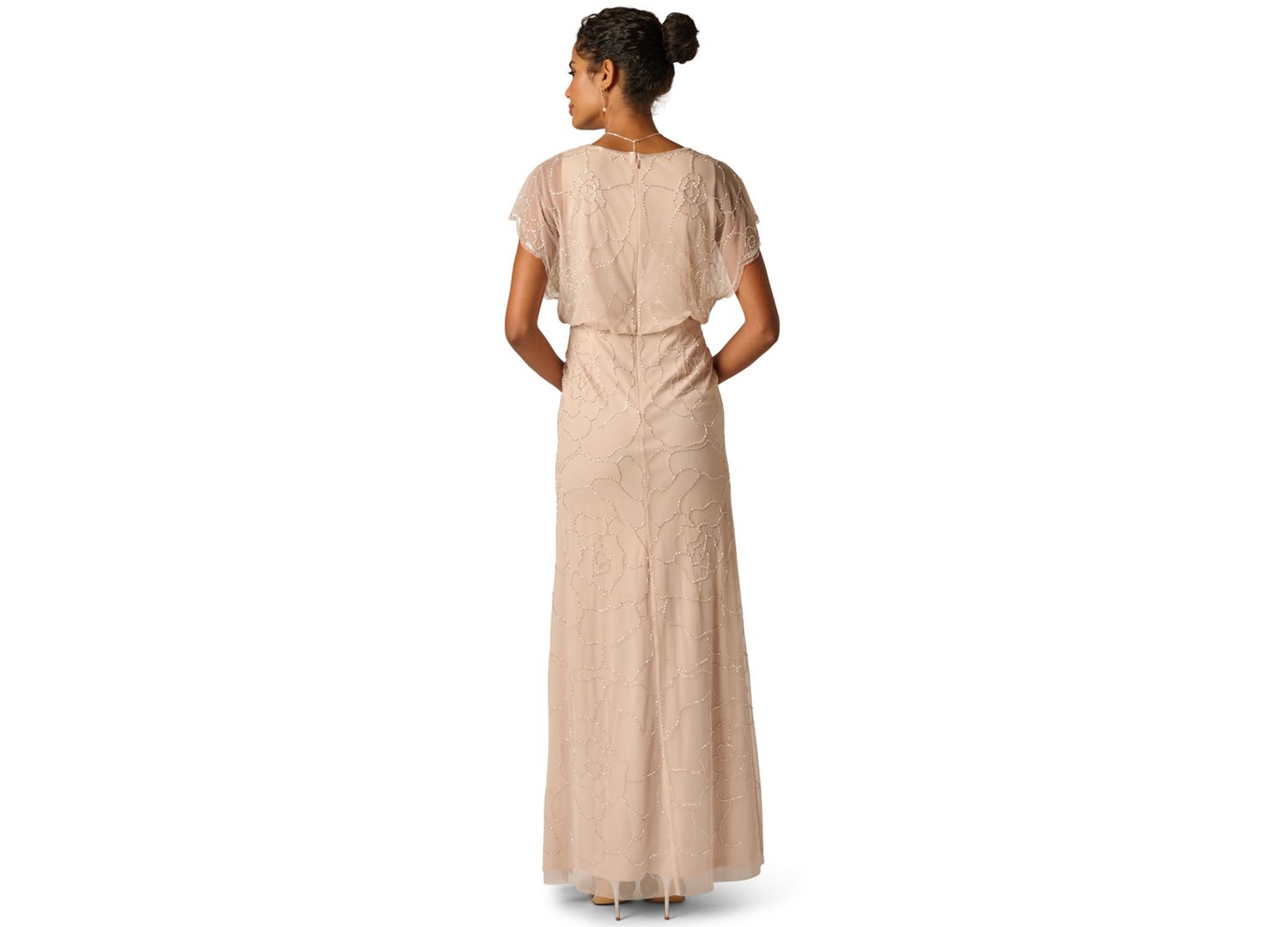 Women's Bead Blouson V-Neck Long Dress