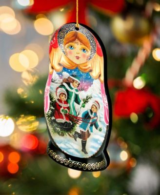 Winter Play Dolls Wooden Ornaments, Set of 3