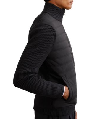 Men's Quilted Rib-Knit Funnel-Neck Jacket