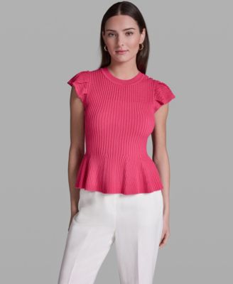 Women's Short-Sleeve Crewneck Peplum Top