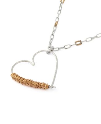 Two-Tone Heart Pendant Necklace