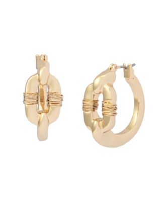 Gold Oval Link Huggie Earrings