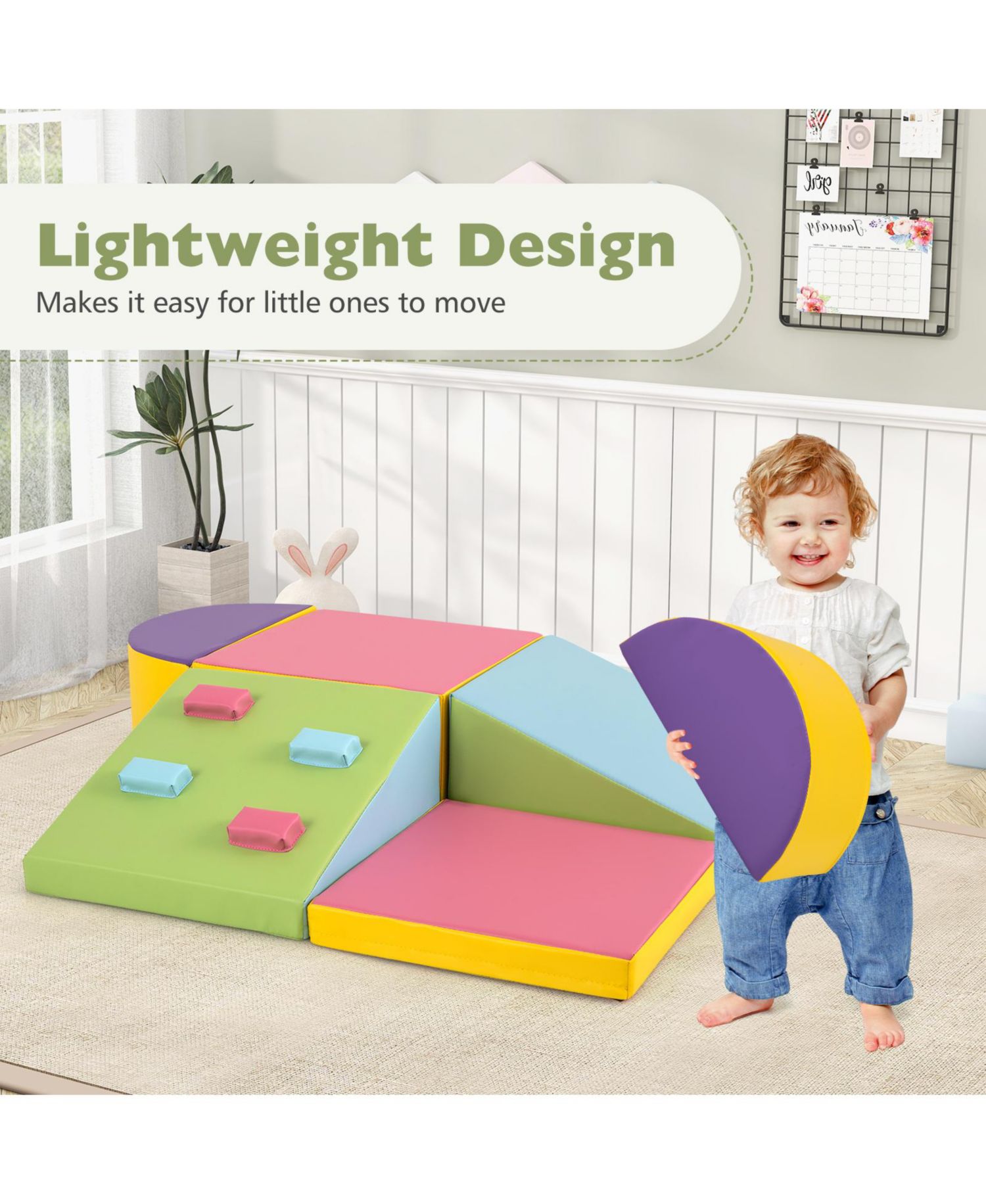 6-Piece Toddler Soft Play Set with Climbing Triangle & Ramp