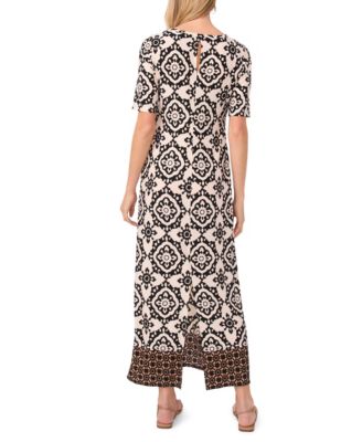 Women's Printed Crew Neck Maxi Dress