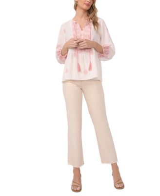 Women's Tie Neck Peasant Blouse