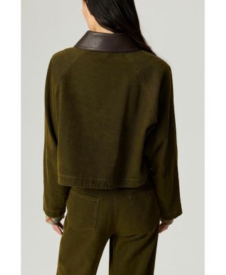 Women's Contrast Collar Utility Cropped Jacket