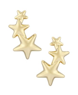 Triple Star Stud Crawler Earrings in 14k Yellow Gold or White Gold