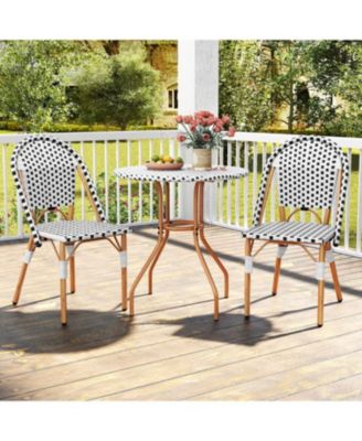 3-Piece Outdoor Bistro Set with Wicker Table & 2 Chairs