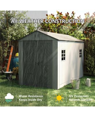 Durable Resin Outdoor Storage Shed With Floor And Double Doors