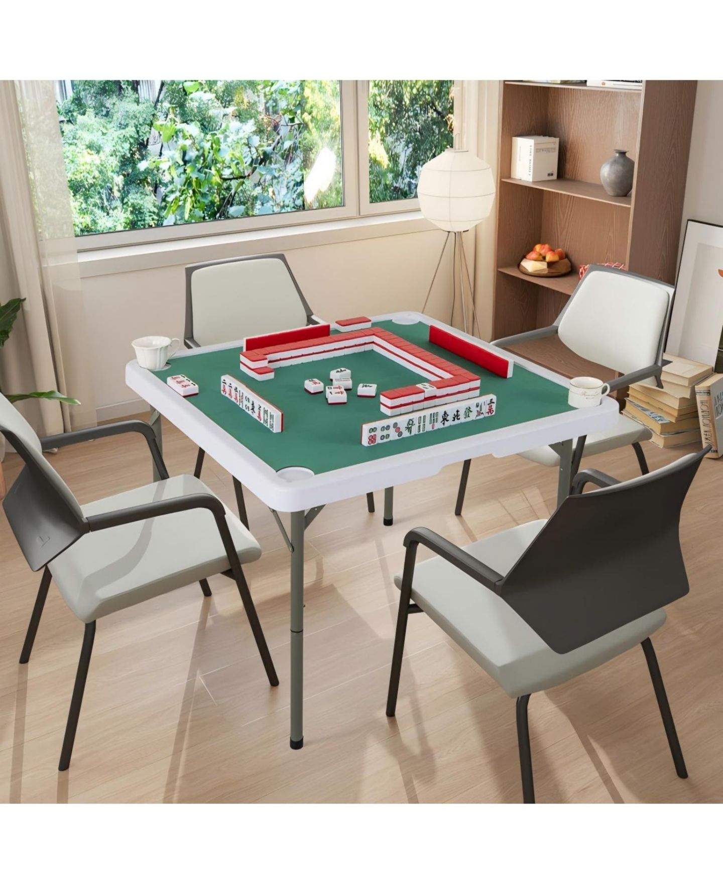 Детская игрушка HONGGE 35 Inch 4 Player Game Card Folding Mahjong Table with Cup Holders, цвет: Зелёный — фото 6