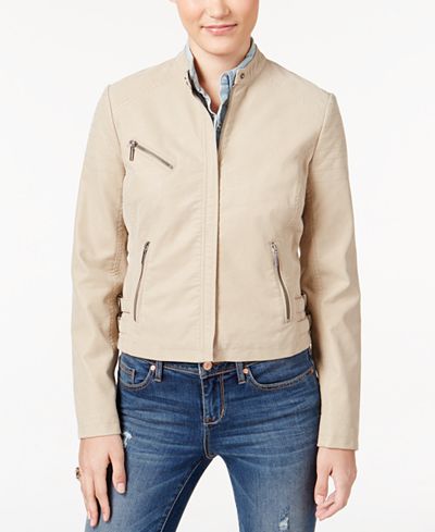 Collection B Juniors' Faux-Suede Moto Jacket