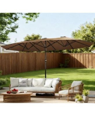 with Base,Patio Parasol with LED Solar