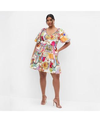 Women's Simona Print Puff Sleeve Mini Dress