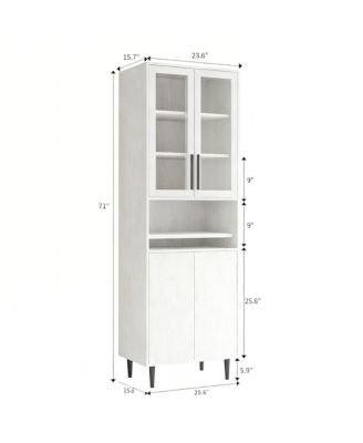 Glass Door Bookshelf 5-Tier Display Cabinet Narrow Storage Bookcase