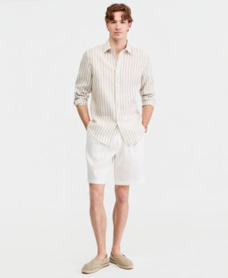 Men's Long-Sleeve Lino Stripe Linen Shirt