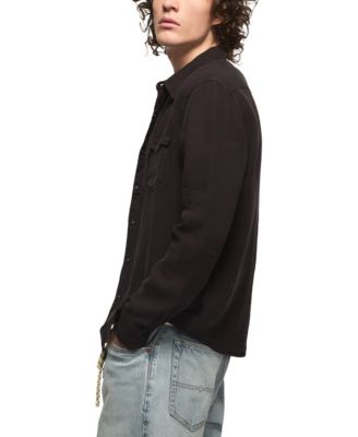 Men's Spread Collar Western Linen Button Down Shirt