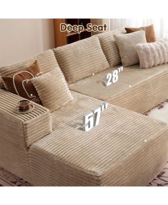 No Assembly Required Cloud Sectional Sofa, L-Shape Couch Chaise Lounge with Deep Seat and Wide Armrest for Living Room Bedroom