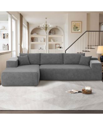 No Assembly Required Cloud Sectional Sofa, L-Shape Couch Chaise Lounge with Deep Seat and Wide Armrest for Living Room Bedroom