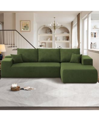 104" No Assembly Required Cloud Sectional Sofa, L-Shape Couch Chaise Lounge with Deep Seat and Wide Armrest for Living Room Bedroom