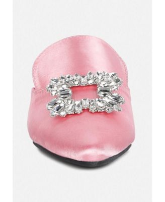 PERRINE Womens Diamante Brooch Slip On Mules