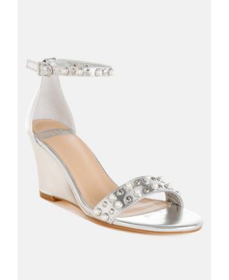 Womens Jumera Metallic Pearl Embellished Wedges