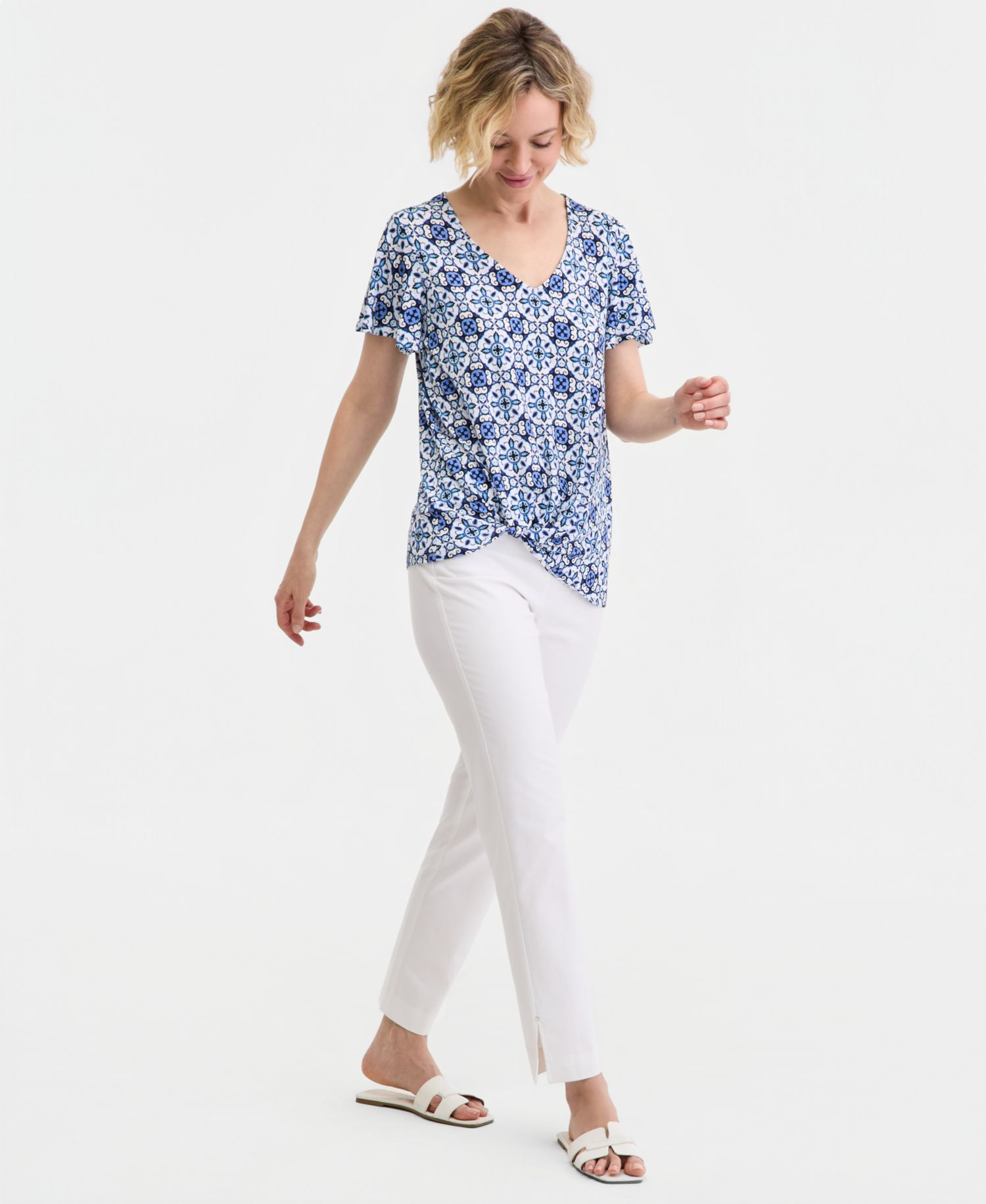 Petite Short-Sleeve Twist Front Top