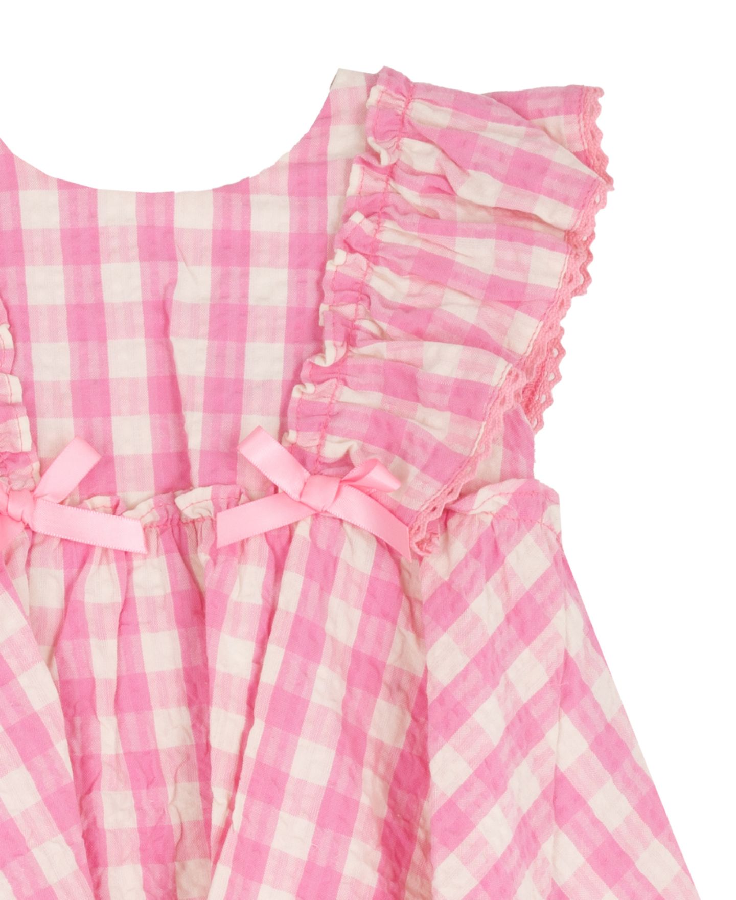 Платье Rare Editions Ruffled Gingham-Print Dress with Diaper Cover для девочек-малышей, цвет: Розовый — фото 3