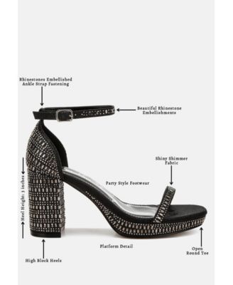 Womens Ronan Rhinestones Embellished Block Sandals