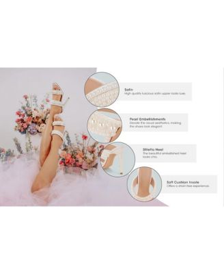 Womens Ambrin Pearl Embellished Slip On Stiletto Heels