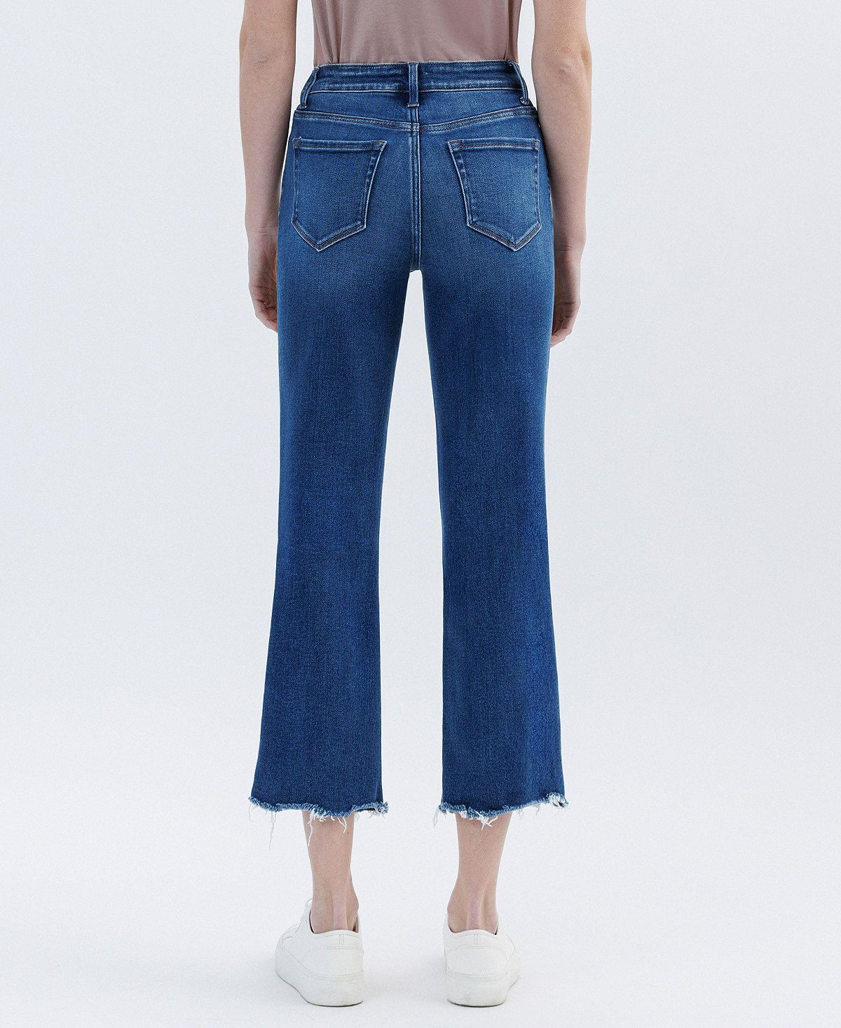 Vervet Women's High Rise Uneven Hem Crop Straight Jeans view 5 — MAYCSS fashion products