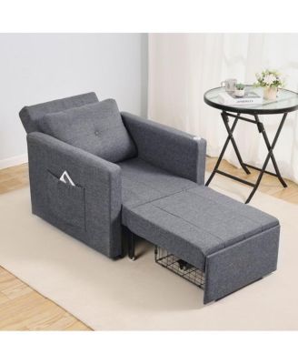 Sleeper Sofa Bed with Side Pocket, Pillow, Armrest, Desk Board & 5 Adjustable Angles