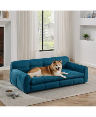 Oversized Linen Dog Sofa Bed, Pet Couch with Armrest and Backrest for Large and Oversized Dogs