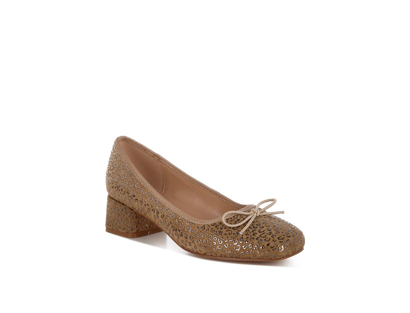 Женские туфли Rag & Co Ningen Leopard Print Block Heel s Ballerinas, цвет: Бежевый / Хаки — фото 4