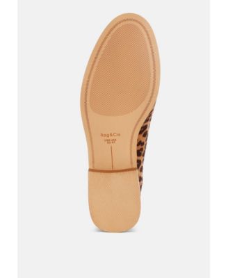 Rag and Co Womens Cacani Leopard Print Heeled Loafers
