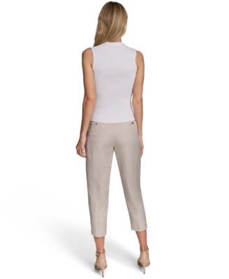 Women's Sleeveless Button-Front Collared Sweater