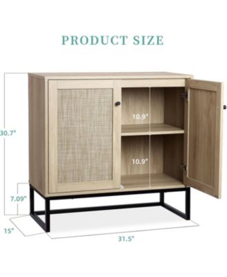 Set of 2 Storage Cabinet with Rattan Doors, Rattan Cabinet Sideboard Buffet Cabinet Console Table for Living Room, Entryway, Kitchen