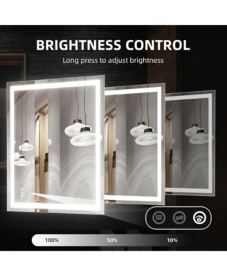 LED Bathroom Mirror with Front and Backlit Lights,Anti-Fog Lighted Vanity Mirror, Stepless Dimmable, 3-Color Modes