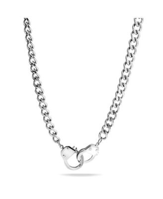 Punk Rocker Biker Jewelry Chain Statement Handcuff Necklace Stainless Steel 20 Inch
