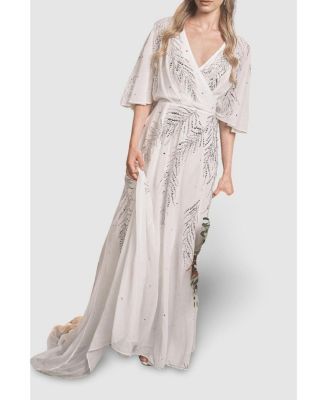 Women's Angel Sleeve Maxi Wedding Dress